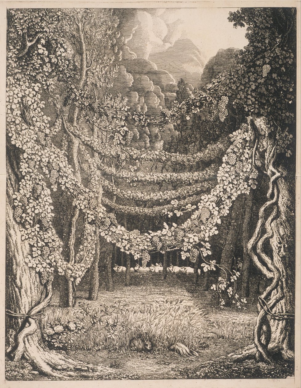 Imaginær udsigt over en vingård langs vejen til Polyphemus -grotten af Johann Heinrich Wilhelm Tischbein