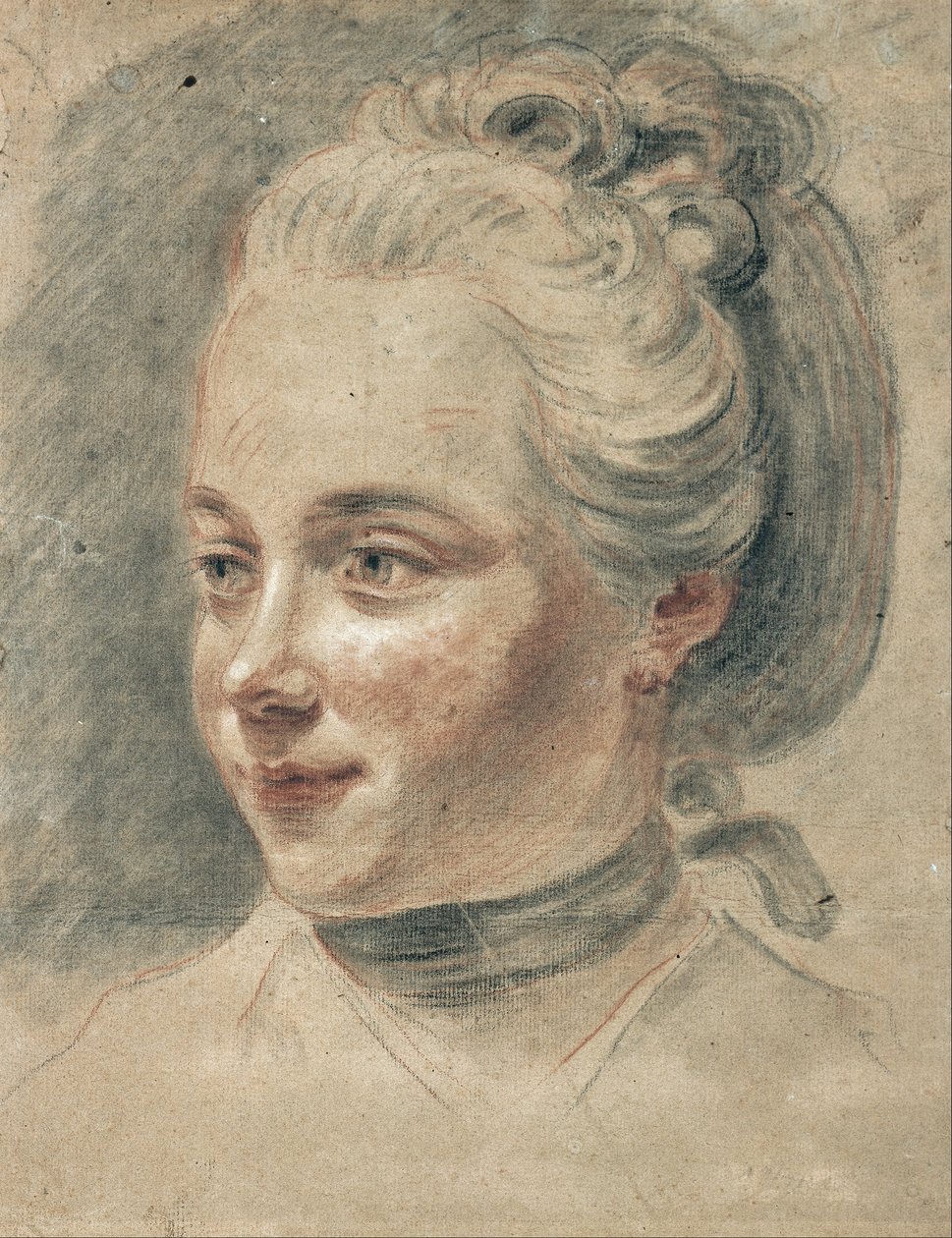 Trekvartssyn af en piges hoved, der drejer til venstre af Johann Heinrich Wilhelm Tischbein