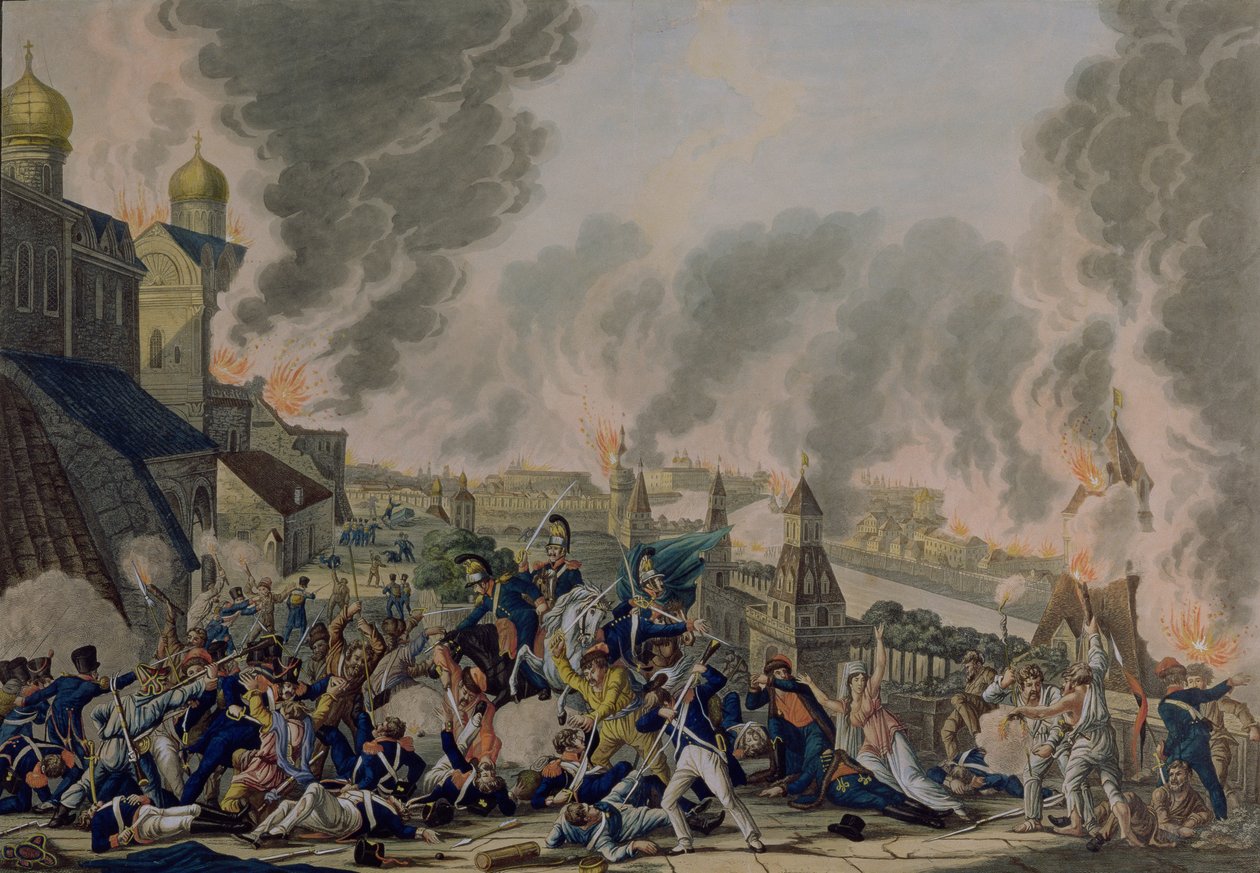 Afbrændingen af Moskva, 15. september 1812, 1813 af Johann Moritz Rugendas