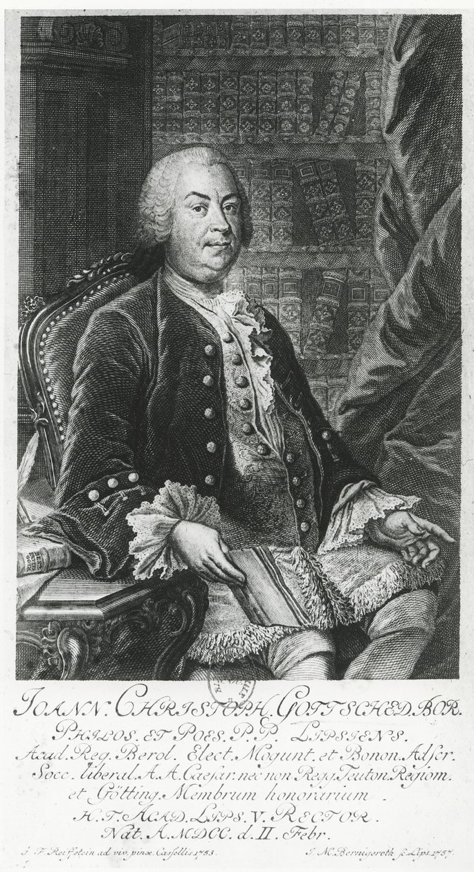Portræt af Johann Christoph Gottsched af Johann Martin Berningeroth