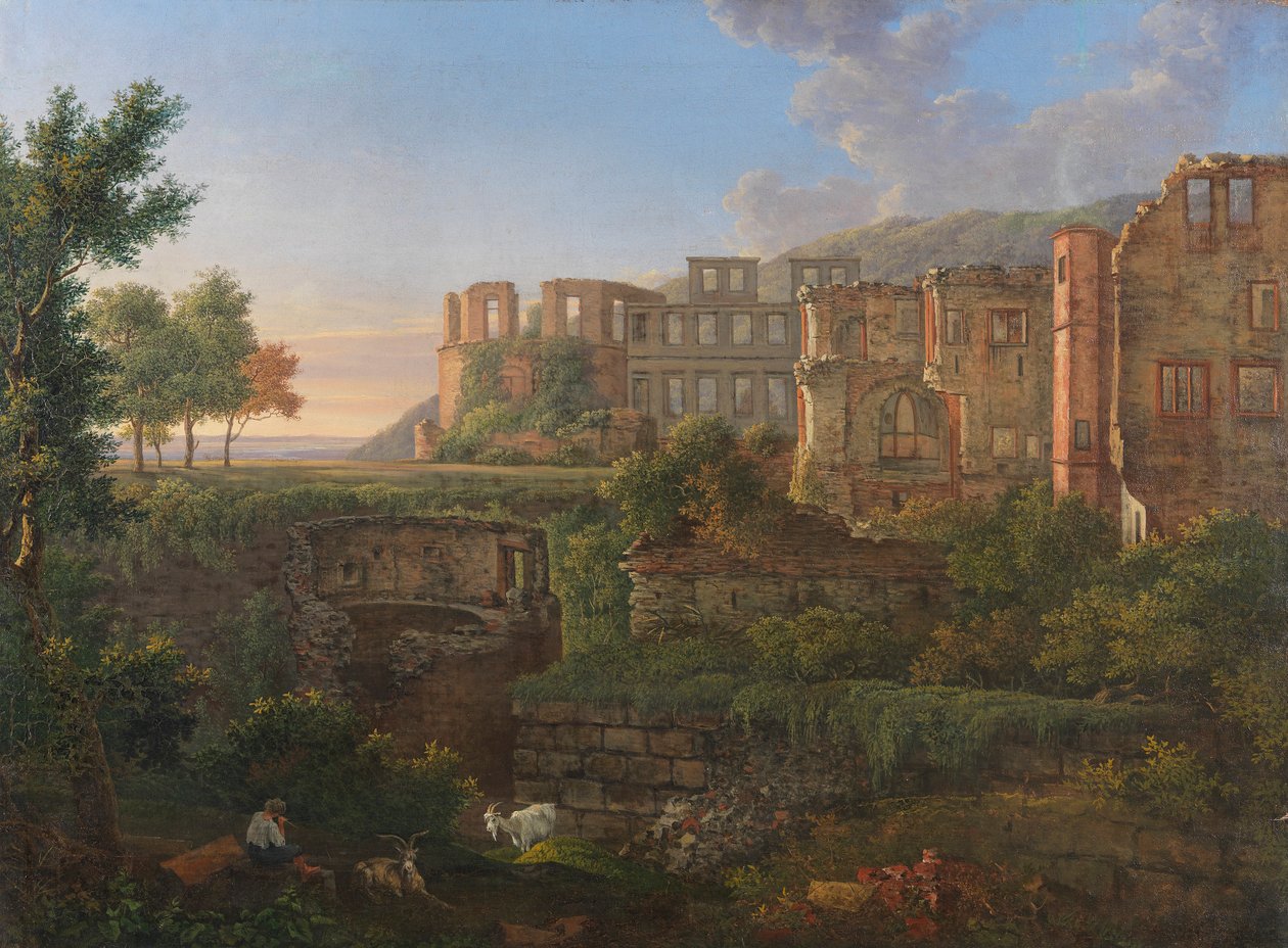 Udsigt over Heidelberg Slot af Johann Martin von Rohden
