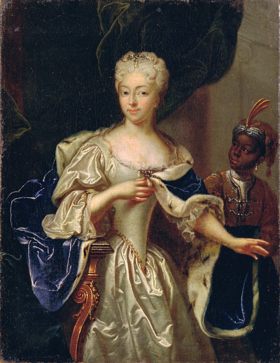 Portræt af prinsesse Charlotte af Brunswick-Luneburg, 1728 (se 347496 for par) af Johann Paul Luedden