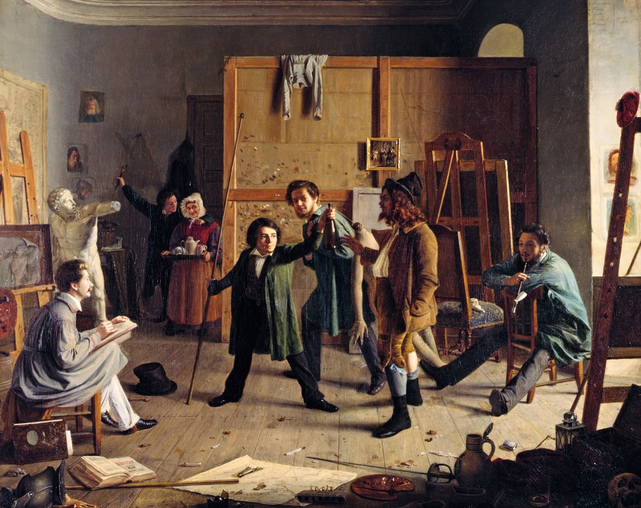 Studio Scene af Johann Peter Hasenclever