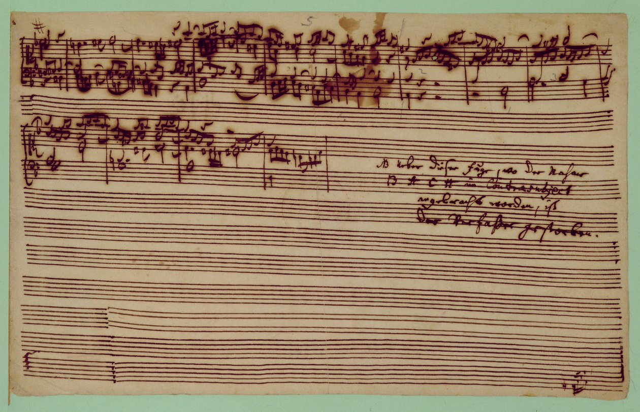 Sidste side af The Art of Fugue, 1740