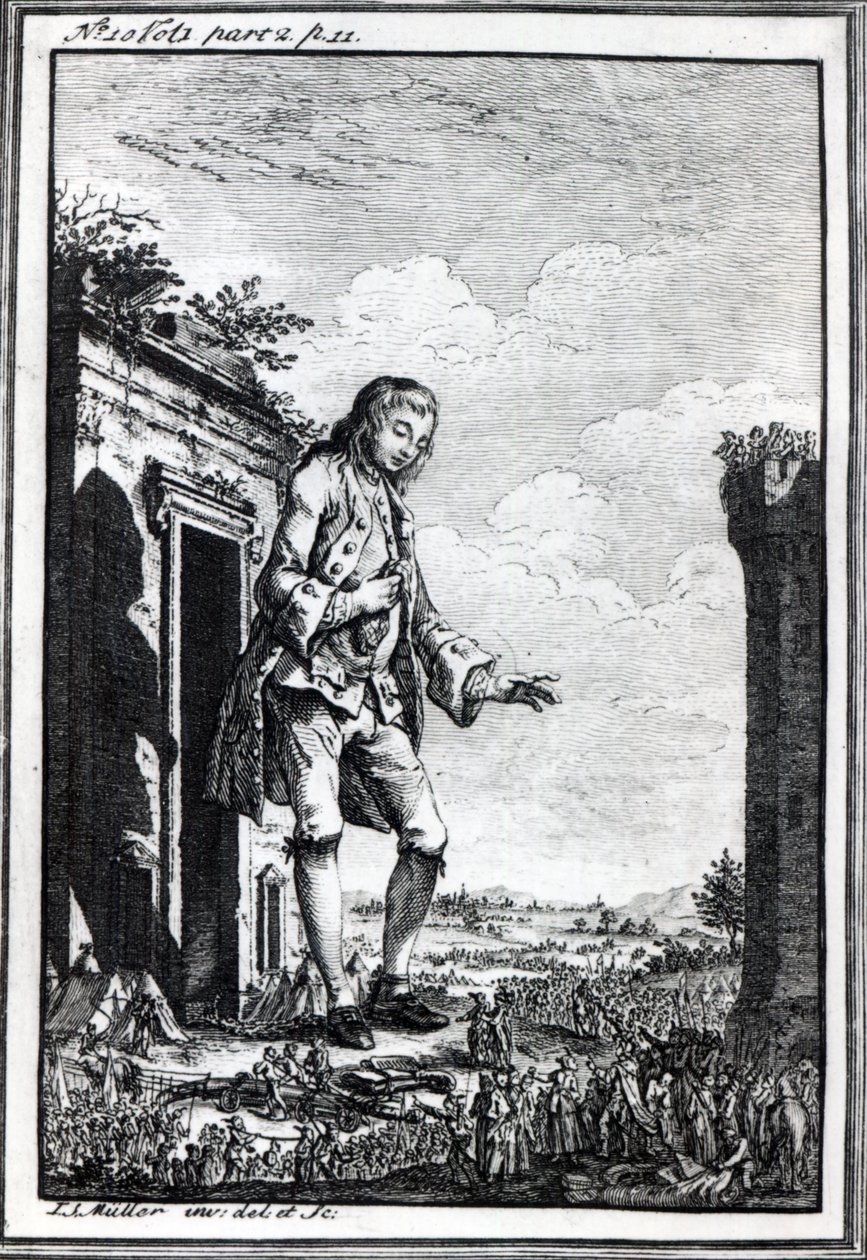 Gulliver blandt Lilliputianerne, illustration fra 
