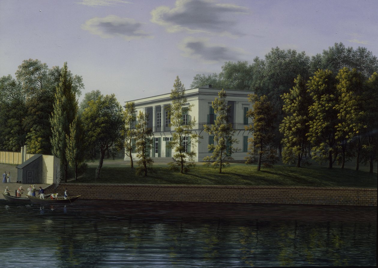 Den nye pavillon i haverne ved Charlottenburg Slot, ca. 1824-25 af Johann Wilhelm Gottfried Barth