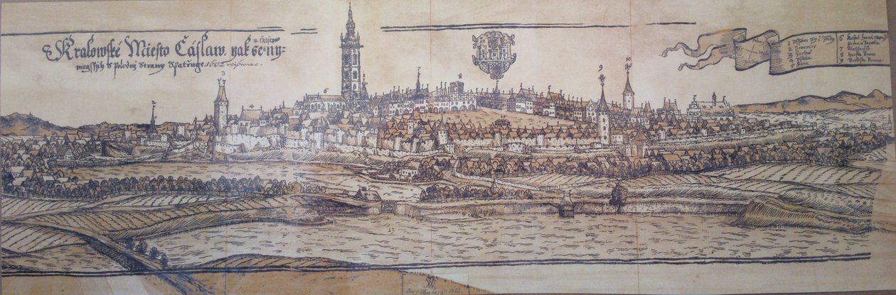 Udsigt over Čáslav fra 1602 af Johann Willenberger