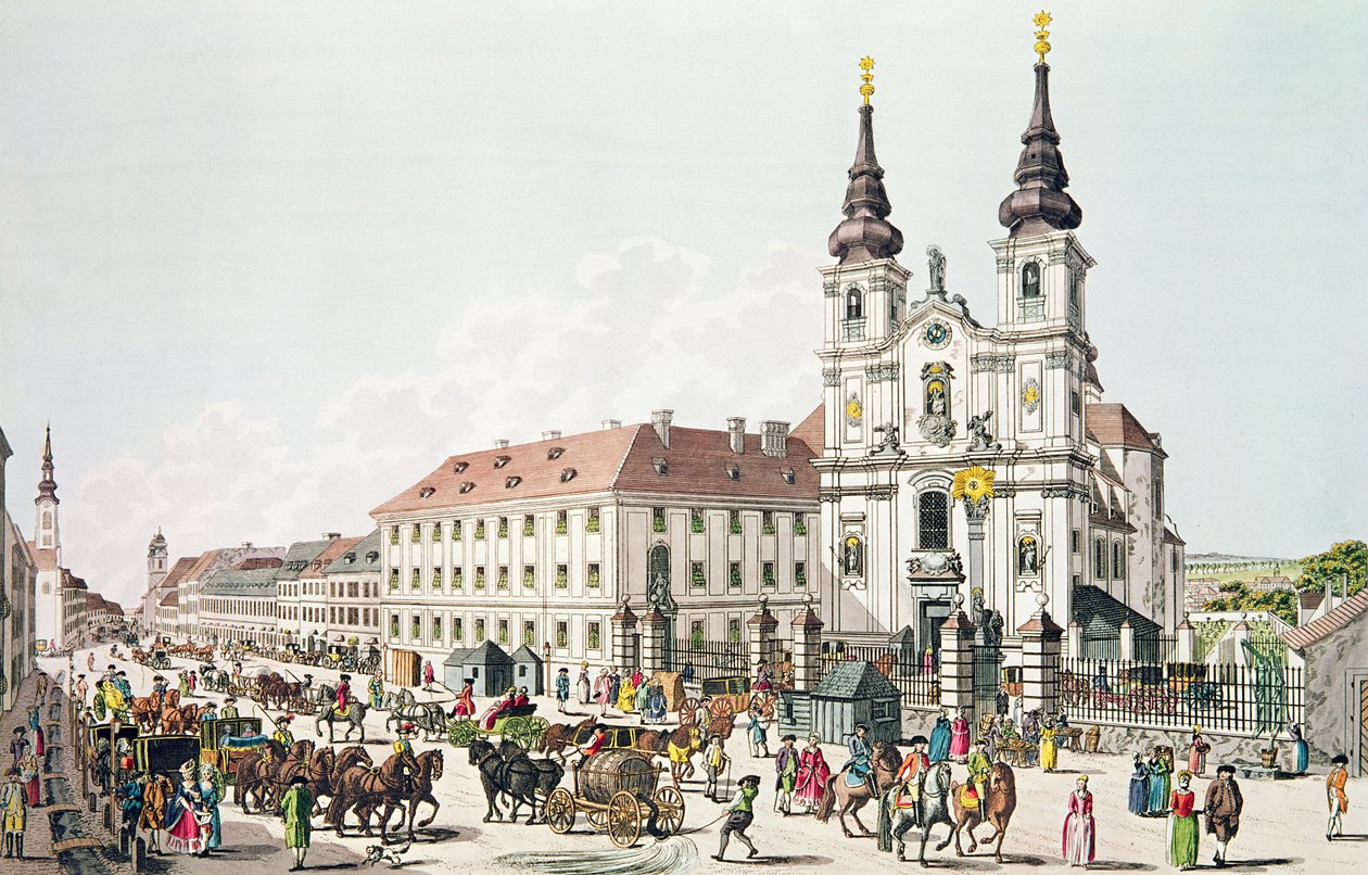 Mariahilf sognekirke og kloster, Wien, 1783 af Johann Ziegler