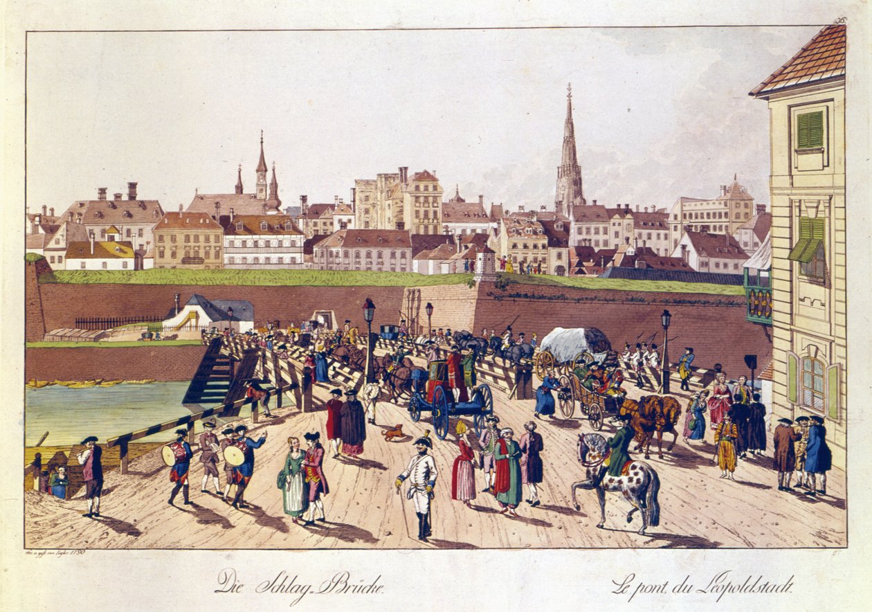 Broen ved Leopoldstadt, Wien, 1780 af Johann Ziegler