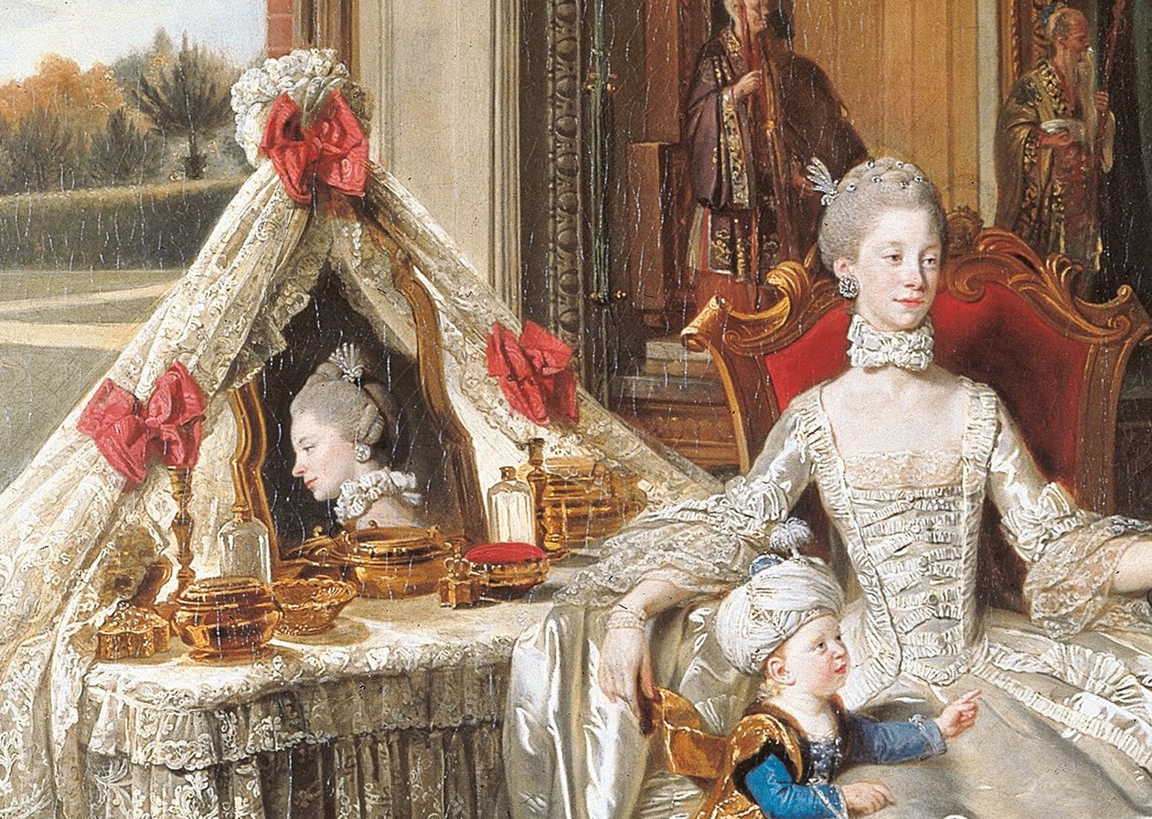 Dronning Charlotte 1744-1818 med sine to ældste sønner af Johan Joseph Zoffany