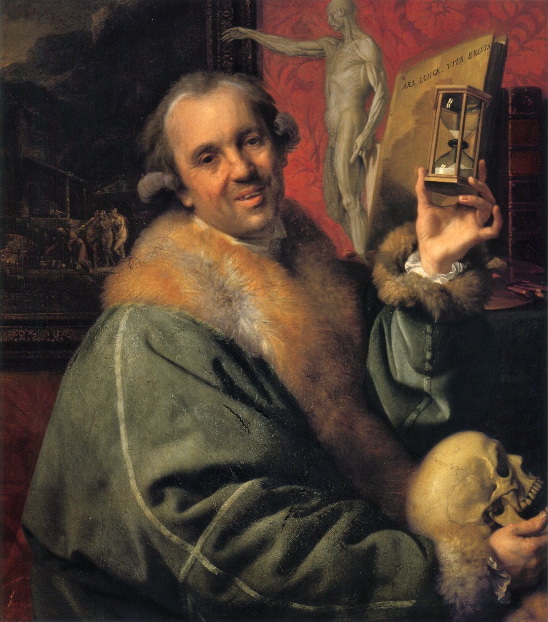 Selvportræt (med timeglas og kranium) af Johan Joseph Zoffany