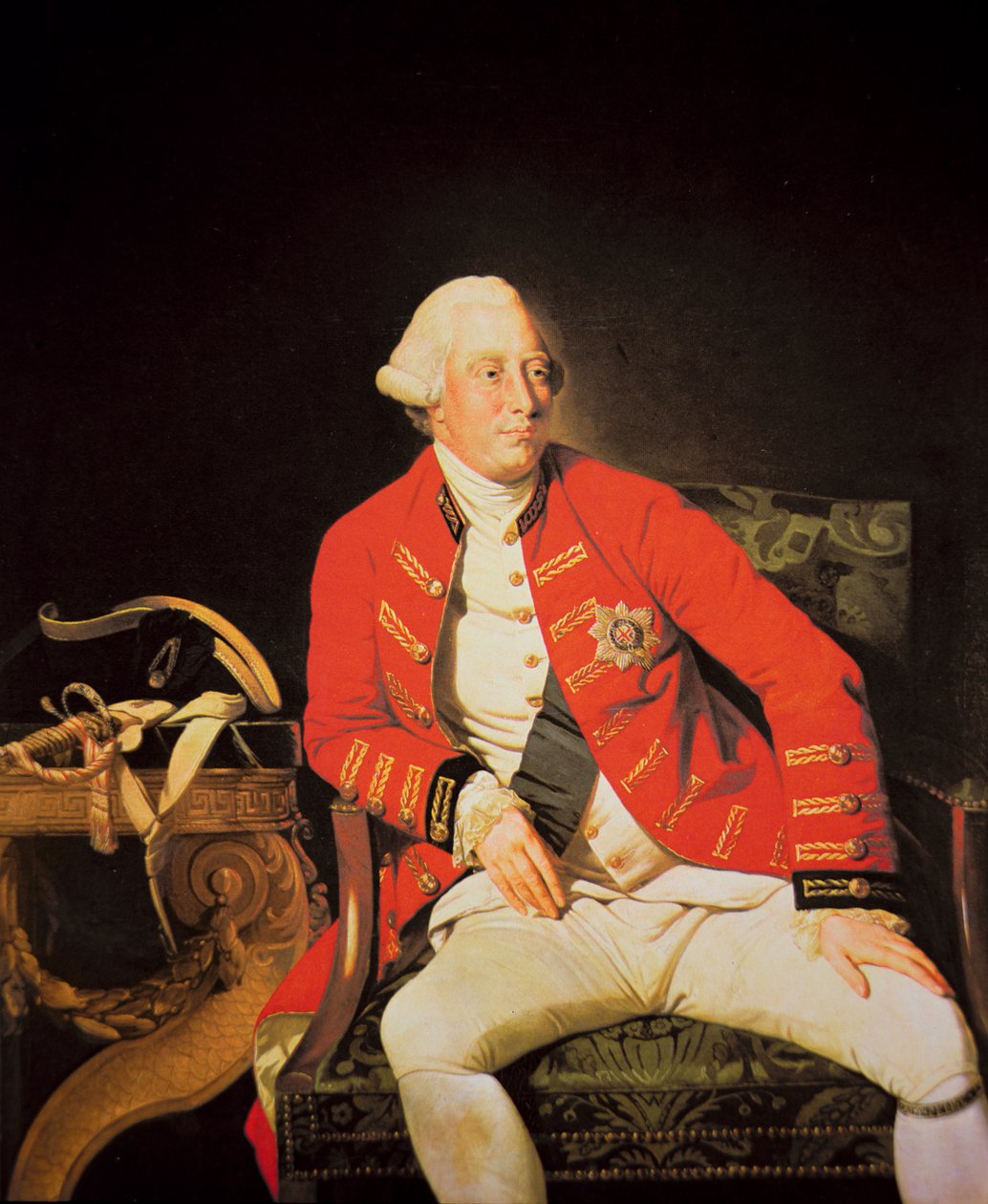 George III i 1771 (farve litho) af Johann (after) Zoffany