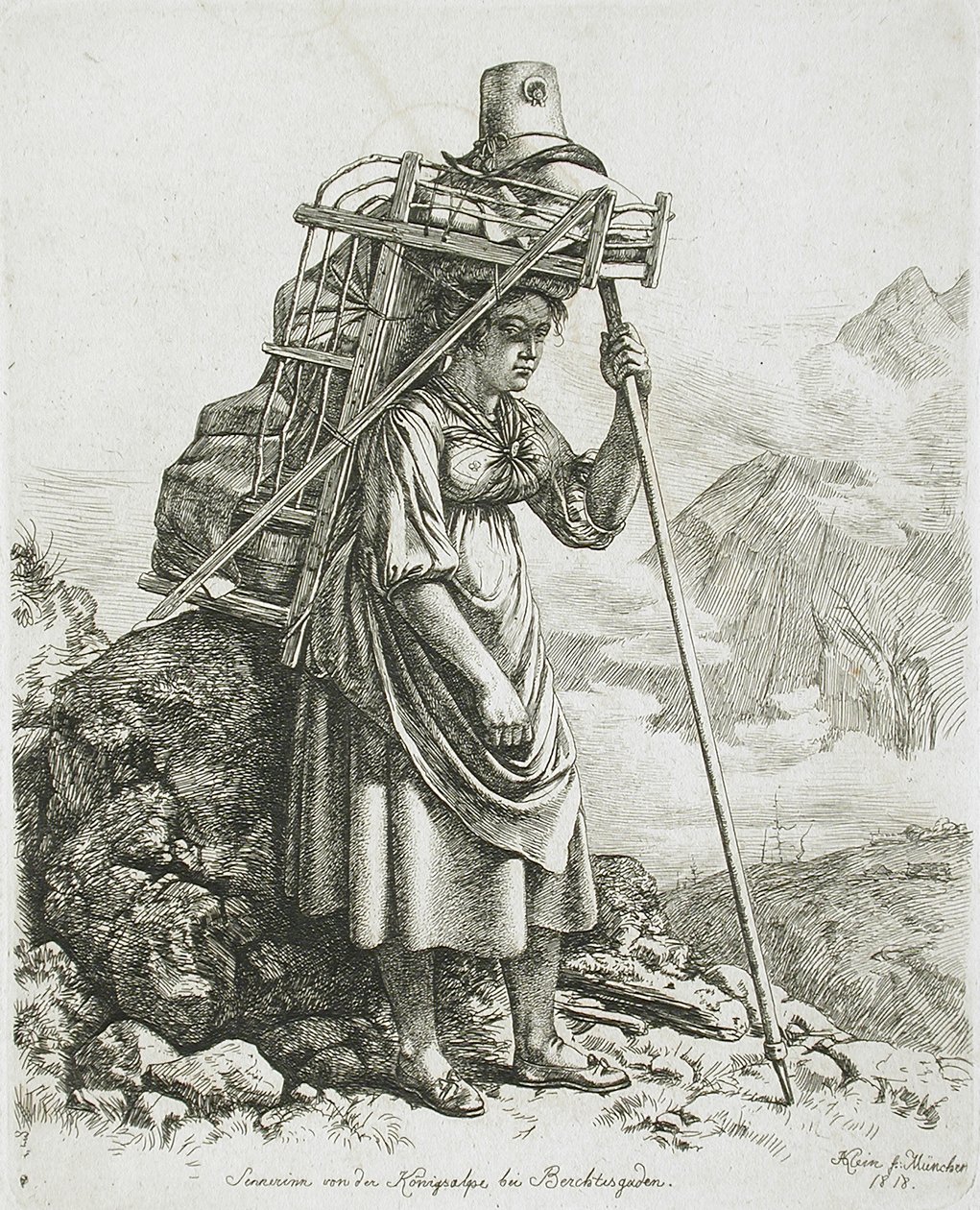 Malkepige fra Berchtesgaden af Johann Adam Klein