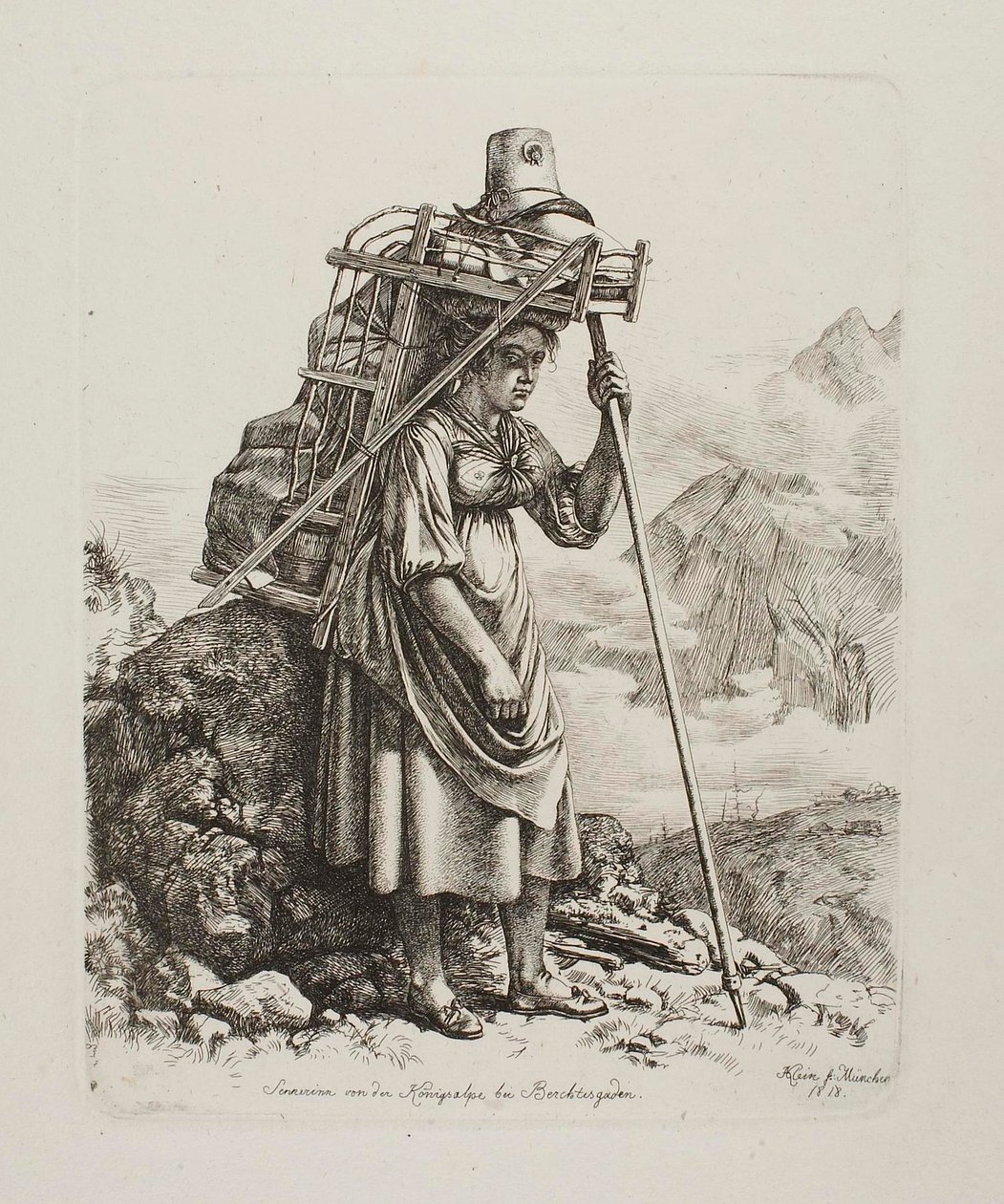 Mælkepige på en »Saeter« fra Königsalpe af Johann Adam Klein