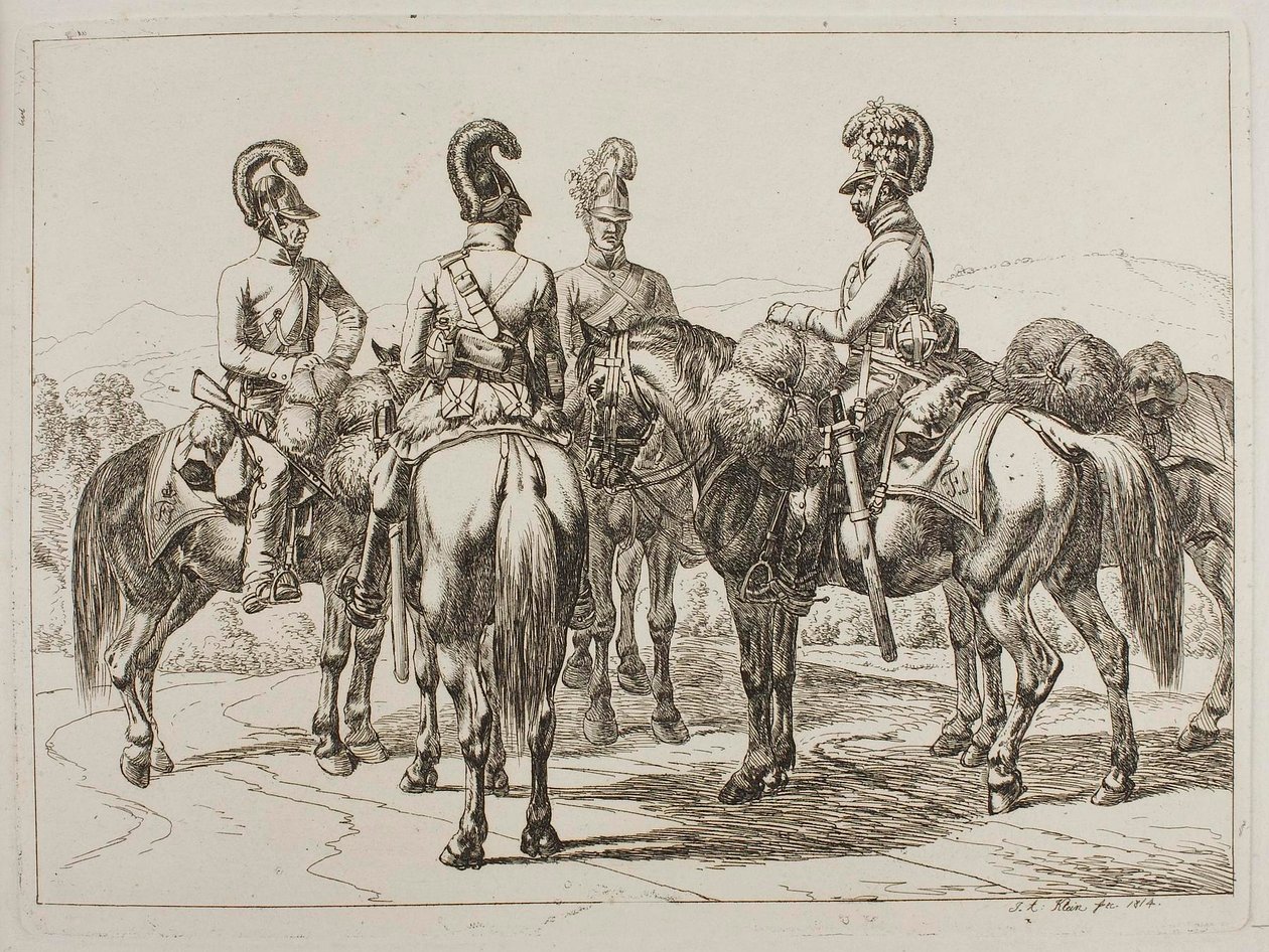 Dragoner til hest af Johann Adam Klein