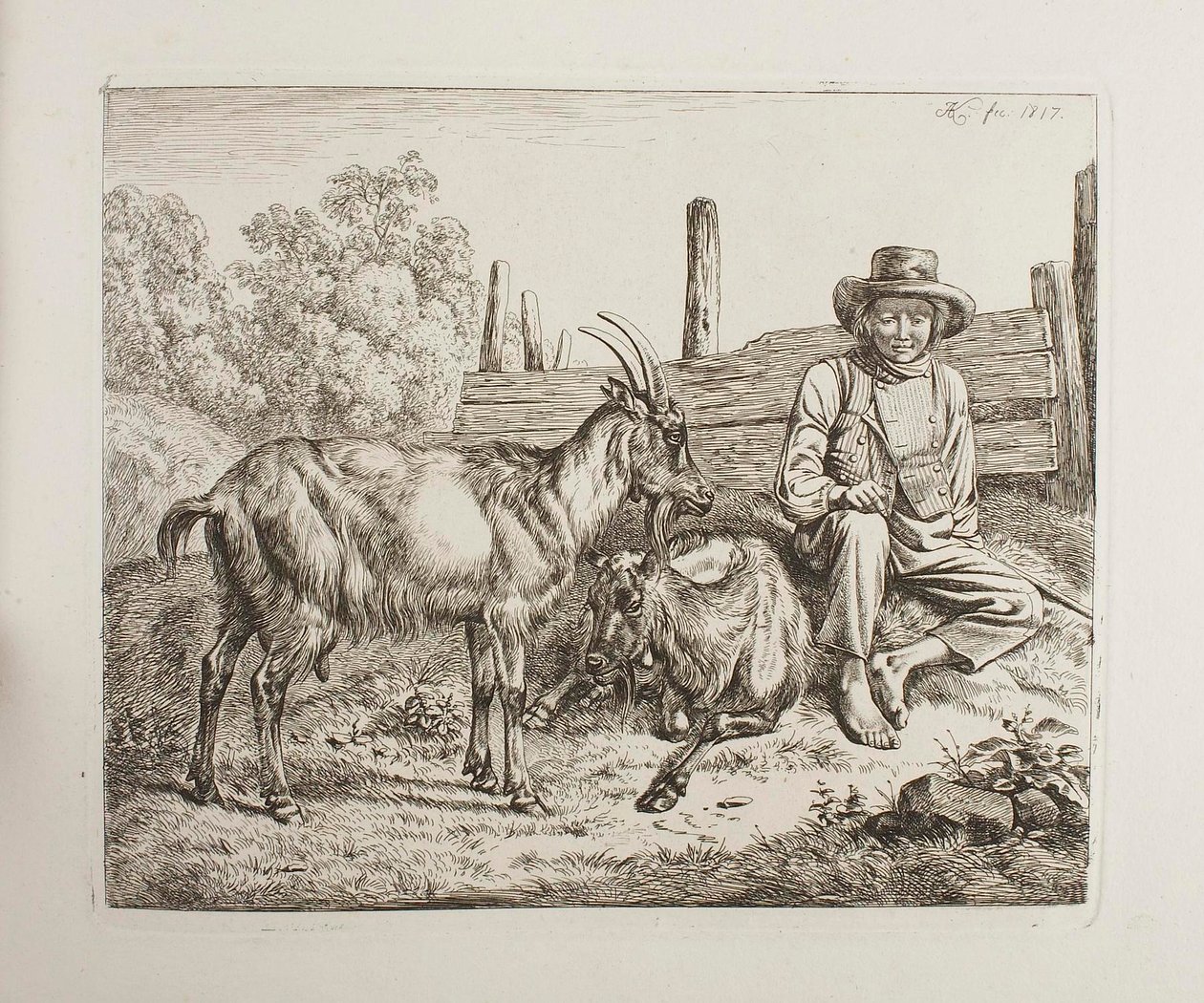 Hyrde med geder af Johann Adam Klein