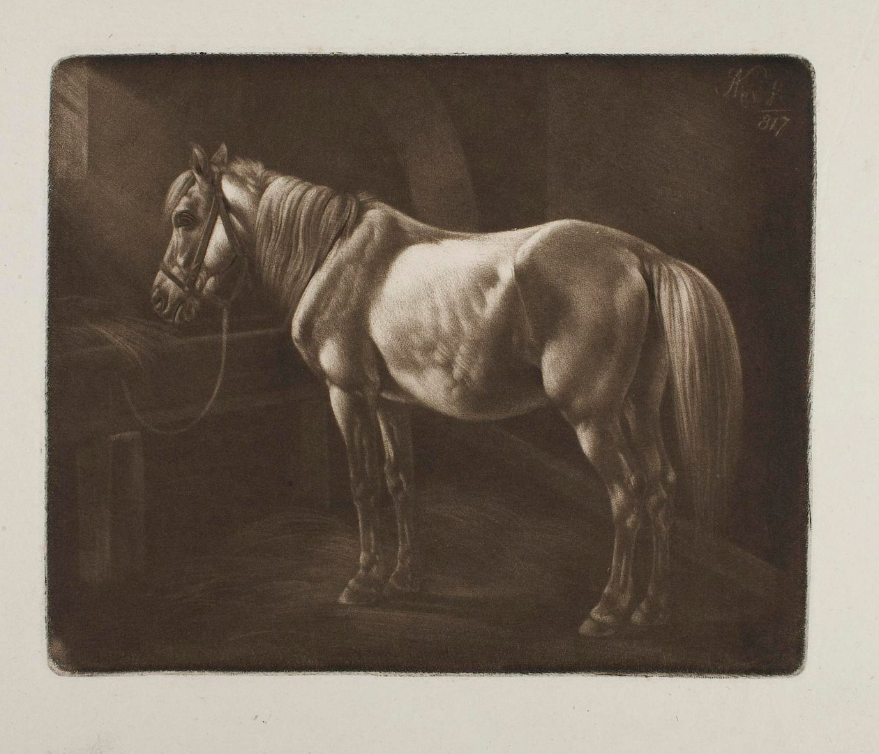 Hest ved krybben af Johann Adam Klein