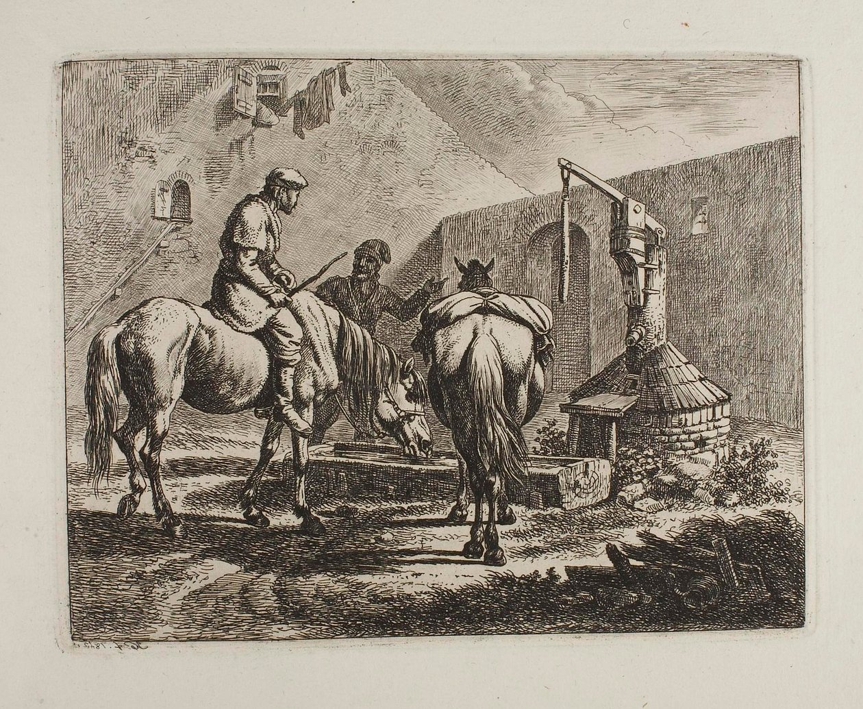 Heste ved en brønd af Johann Adam Klein