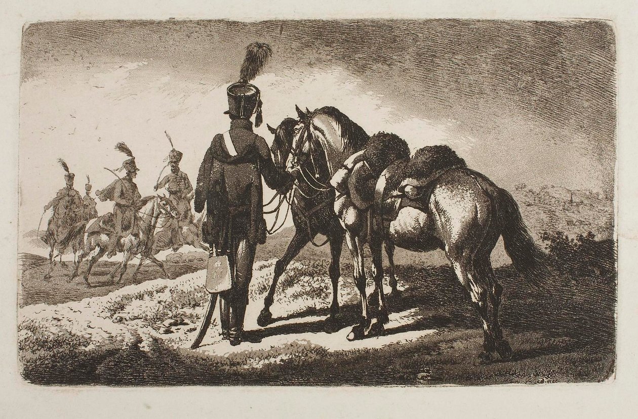 Husar med heste af Johann Adam Klein