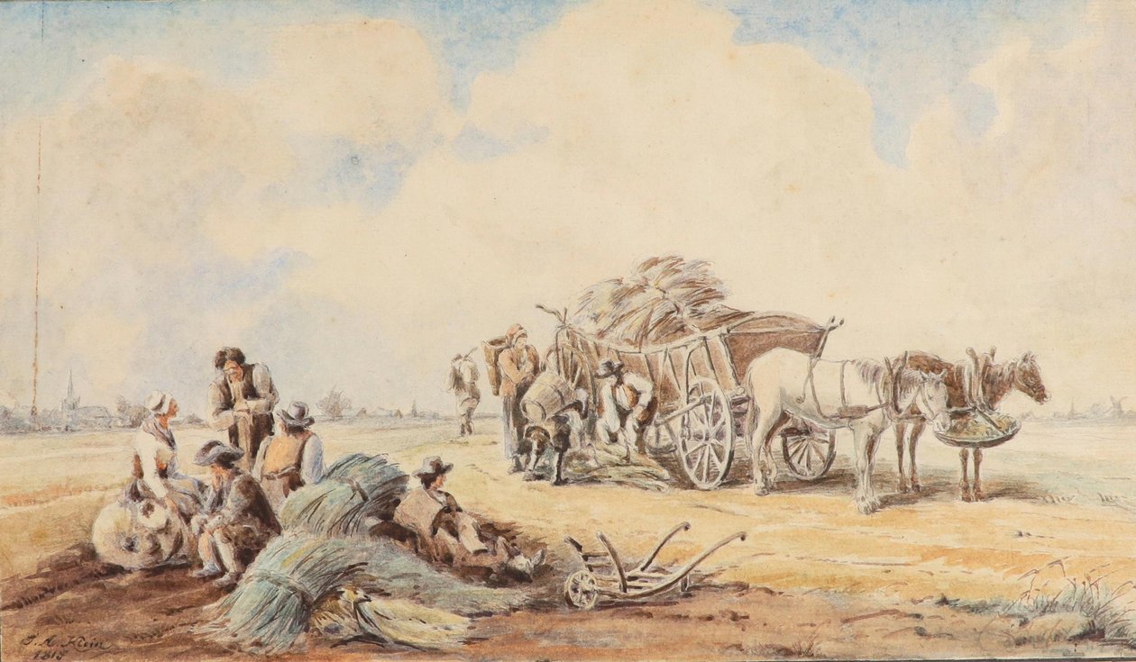 Johann Adam Klein Hestevogn og hvilende markarbejdere af Johann Adam Klein