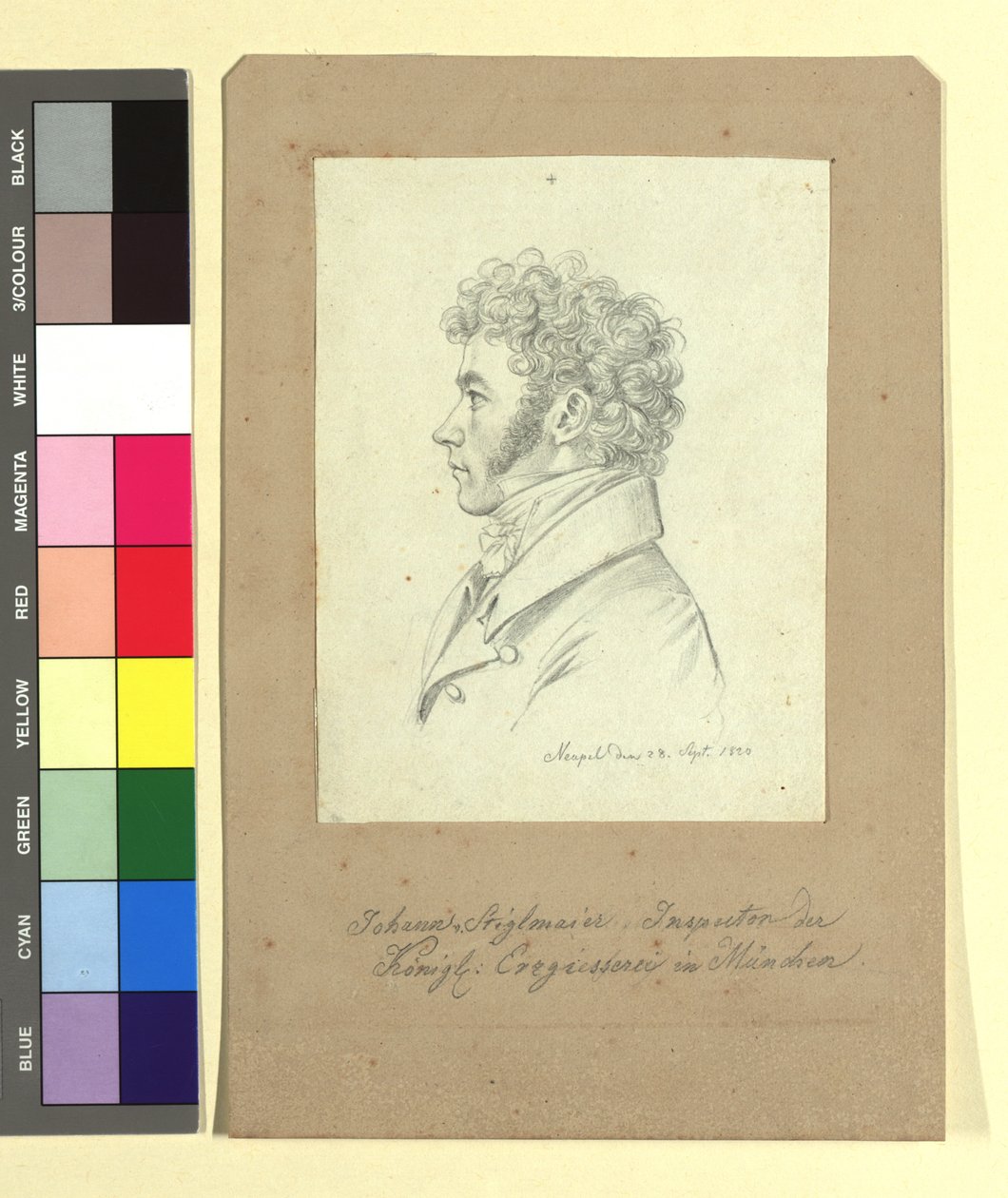 Johann Baptist Stiglmaier (1791-1844), bronzestøber, billedhugger, inspektør ved Det Kongelige Støberi i München af Johann Adam Klein