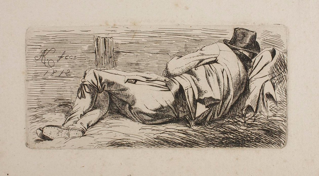 Sovende mand på en båre af Johann Adam Klein