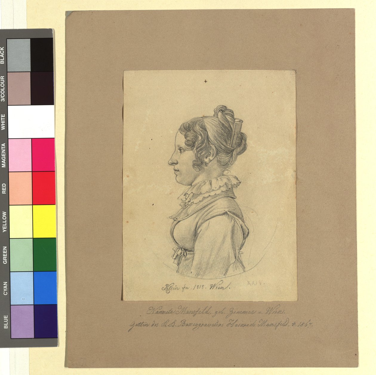 Nannete (Anna Maria) Mansfeld, født Zimmer (hustru til Heinrich Josef Mansfeld, kobberstikker og gravør) af Johann Adam Klein