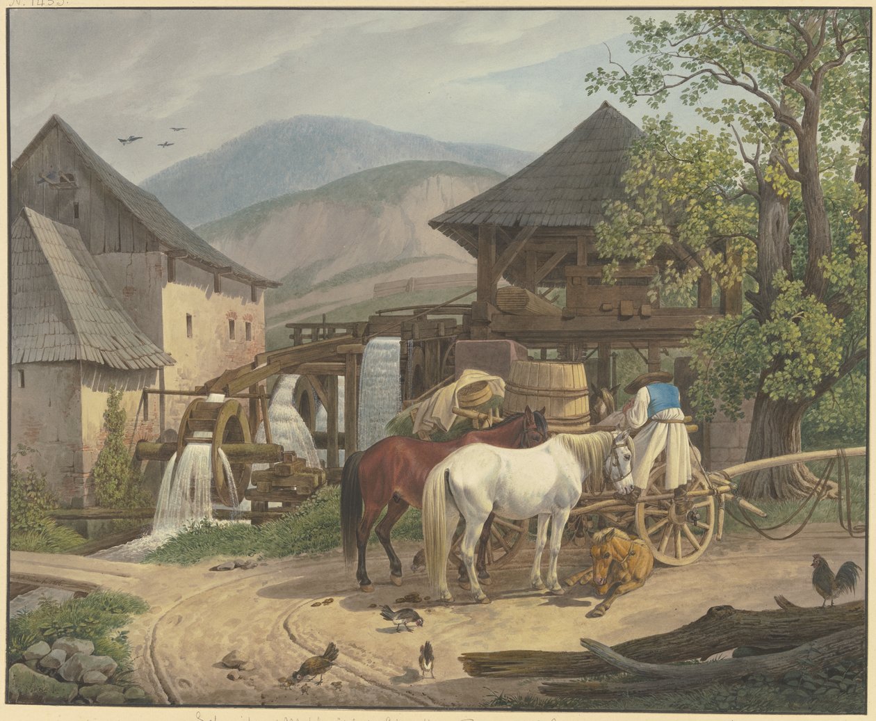 Skære- og møllekværn i Stickelbergdalen nær Wiener Neustadt ved den ungarske grænse af Johann Adam Klein