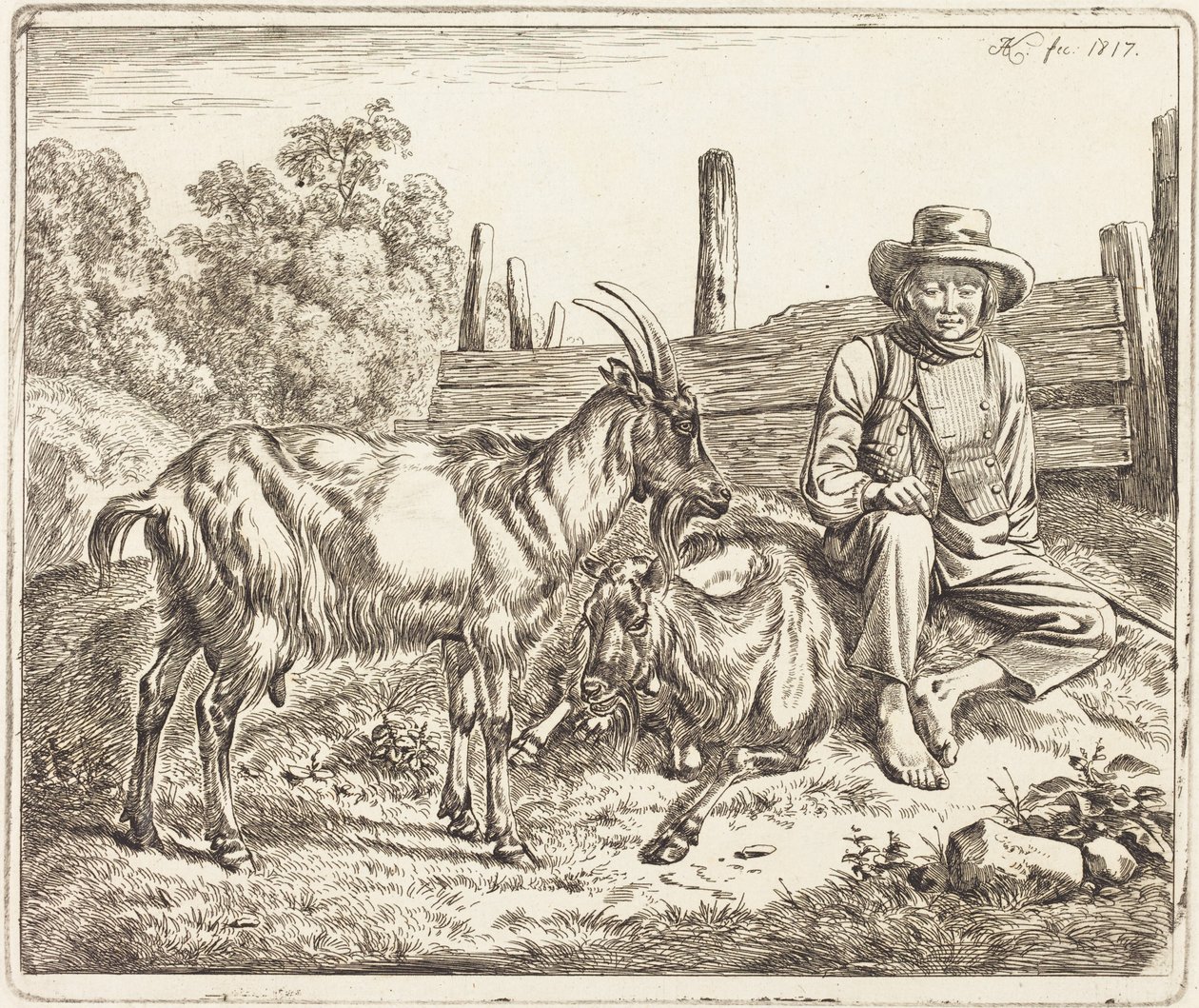 Hyrdedreng med to geder af Johann Adam Klein