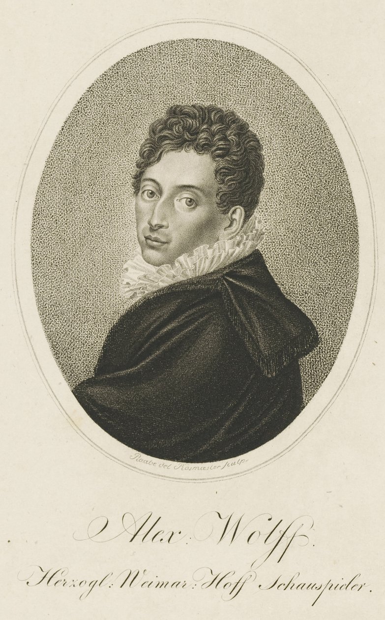 Portræt af Pius Alexander Wolff 1782-1828, ca 1820. af Johann Adolf Rossmaesler