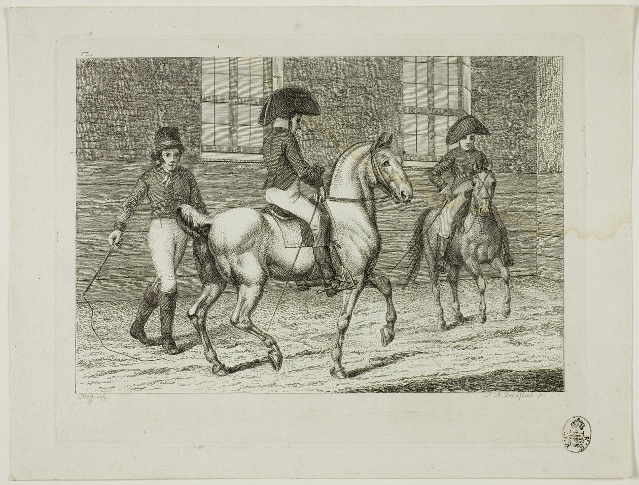 Rideskole og heste af Johann Adolph Darnstedt