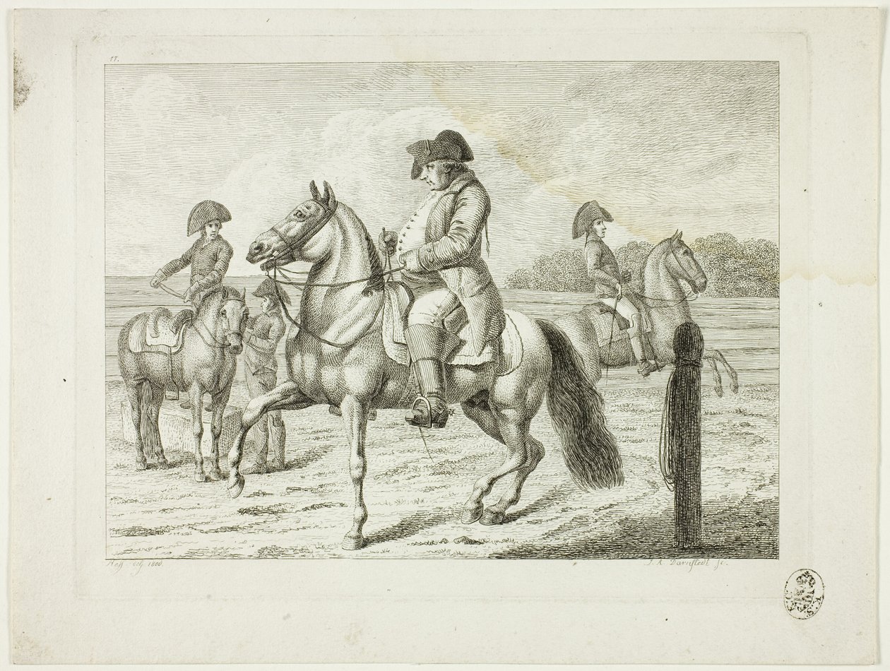 Rideskole og heste af Johann Adolph Darnstedt