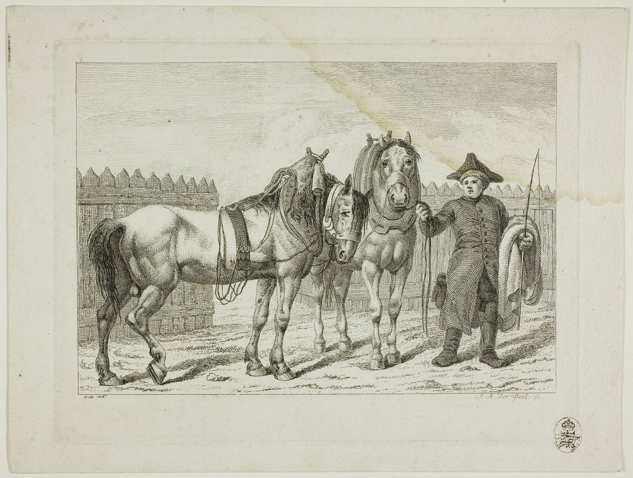 Rideskole og heste af Johann Adolph Darnstedt