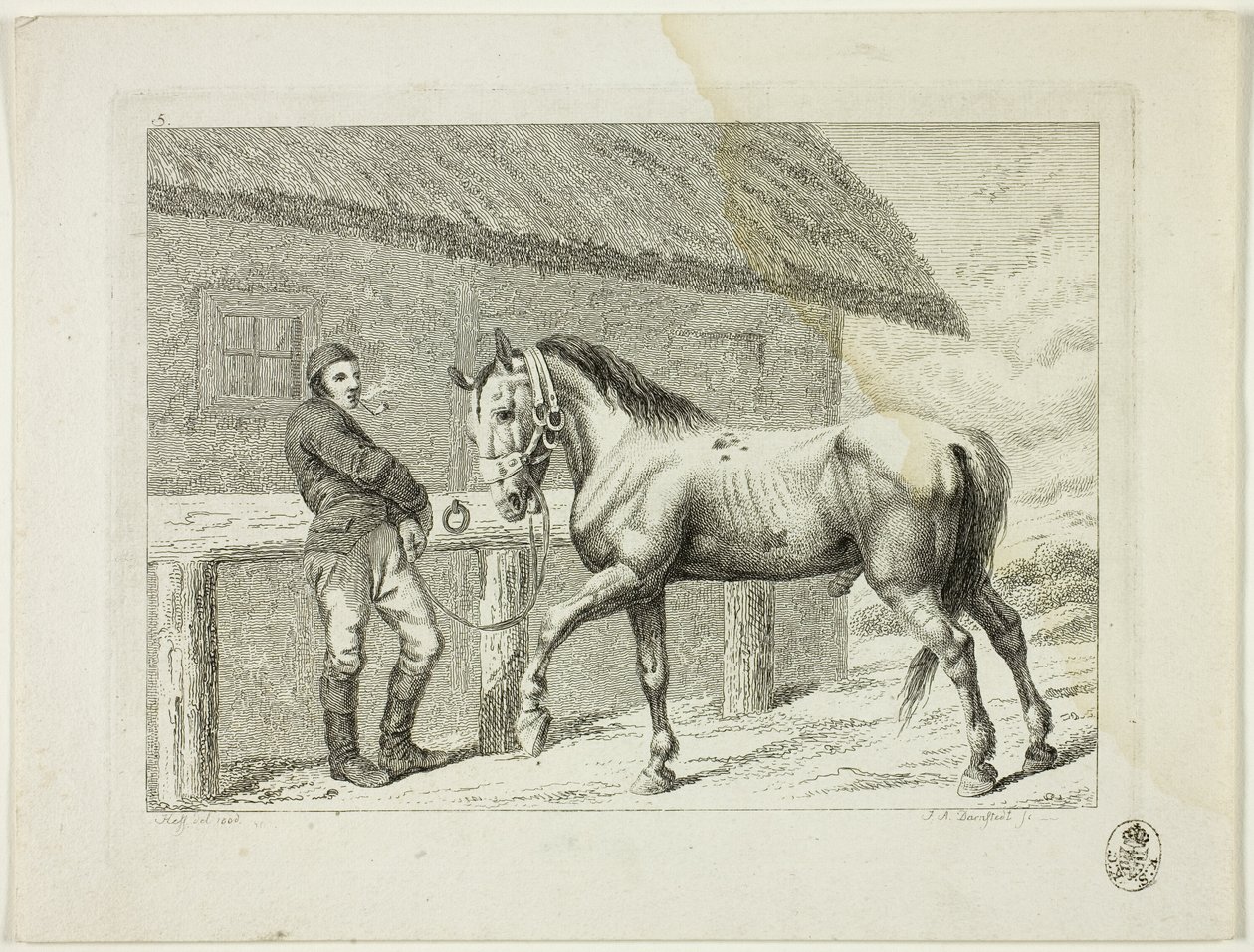 Rideskole og heste af Johann Adolph Darnstedt