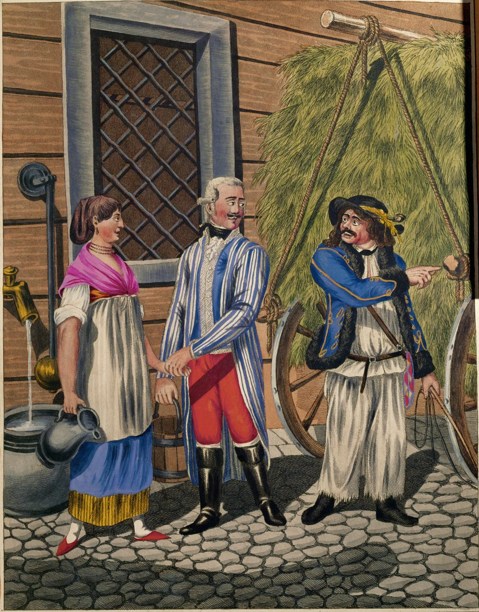 Kusk for en herre, tjenestepige og høtyv, fra en serie wienertyper ... af Johann Adolph Opitz