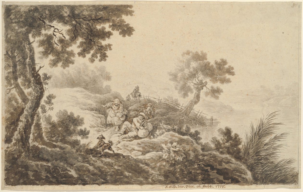 Landskab med rejsende af Johann Albrecht Dietzsch