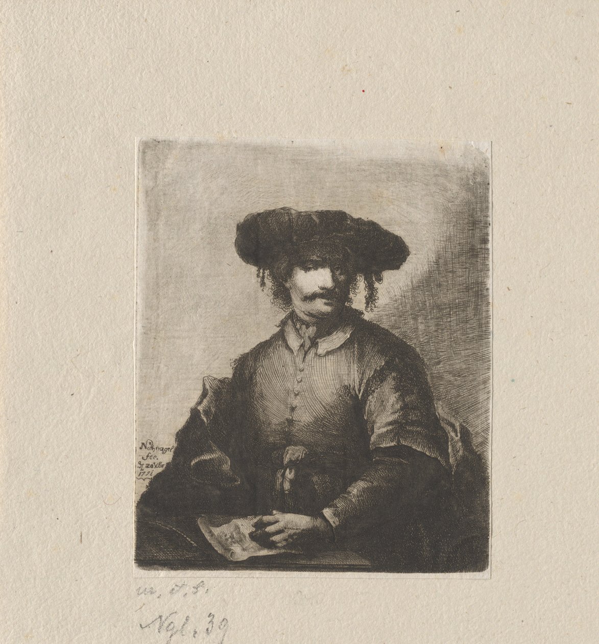 Selvportræt af Johann Andreas Benjamin Nothnagel, in the manner of Rembrandt van Rijn