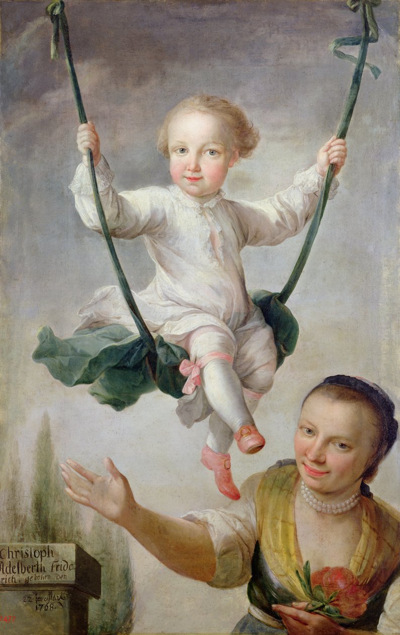 Christoph Adalbert Friedrich von Stein på en gynge, 1768 af Johann Andreas Herrlein