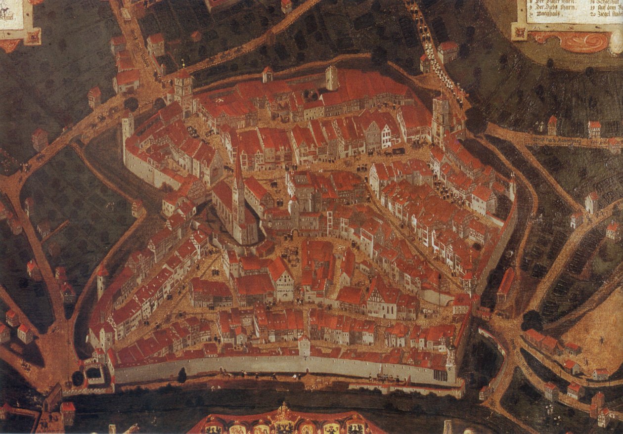 Udsigt over byen Wangen (Allgäu); Wangen rådhus af Johann Andreas Rauch