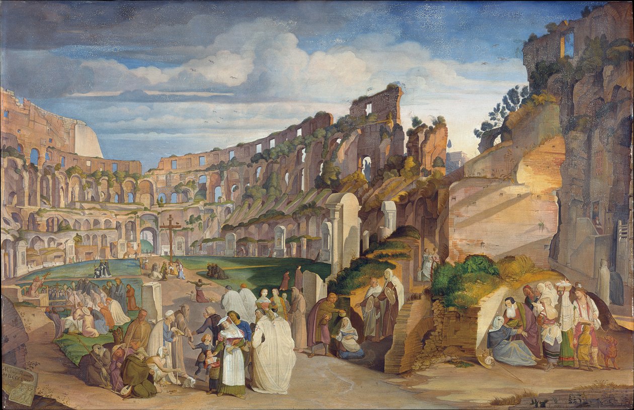 Kapucinerprædiken ved Colosseum i Rom af Johann Anton Ramboux