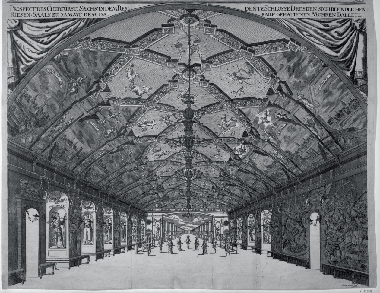 Kæmpehallen med den mauriske ballet i Dresden i 1678 af Johann Atzelt