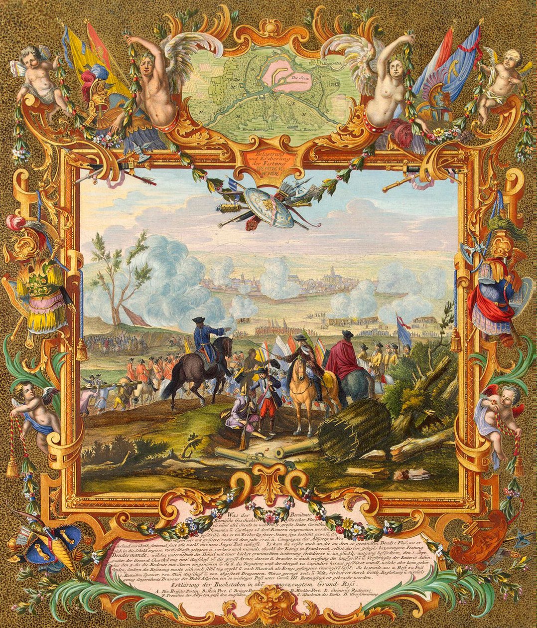 Erobringen af fæstningen Audenarde af de allierede tropper i 1708, begyndelsen af det 18. århundrede. af Johann August Corvinus