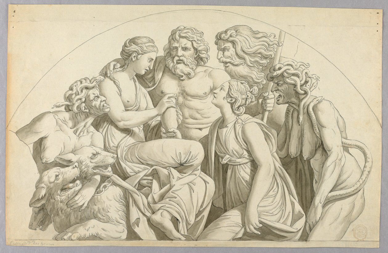 Psyche beder Proserpine om at lægge lidt af sin skønhed i en urne til Venus af Johann August Nahl the Younger
