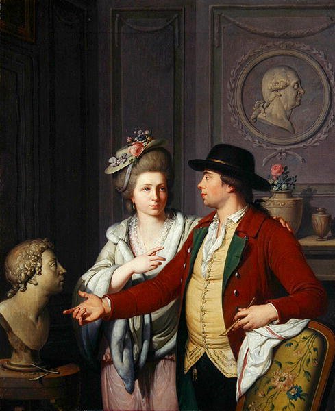 Samuel Nahl viser sin brud en buste af sin bror af Johann August the Younger Nahl