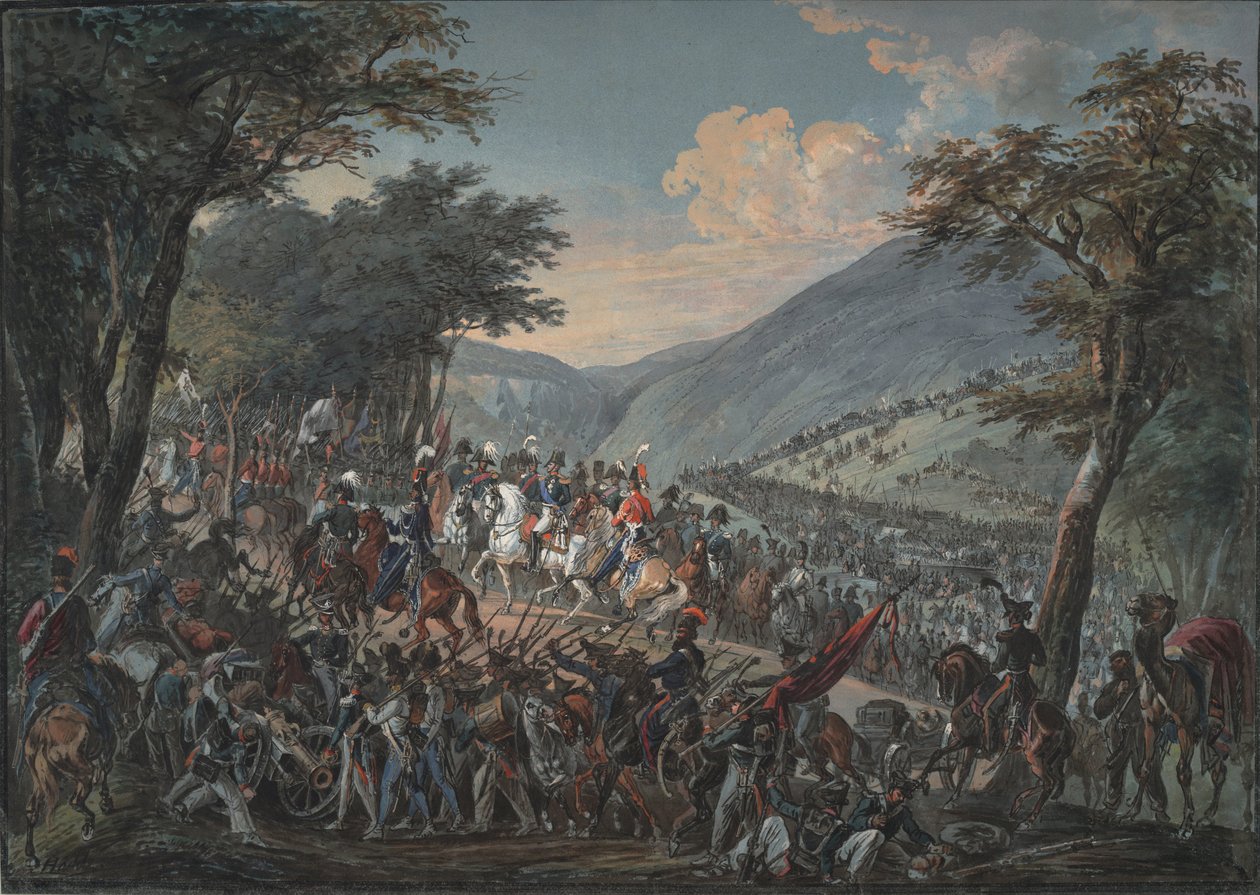 Kejser Alexander I og hans følge gik gennem Vogeserne i juli 1815, 1825 af Johann Baptist Hoechle
