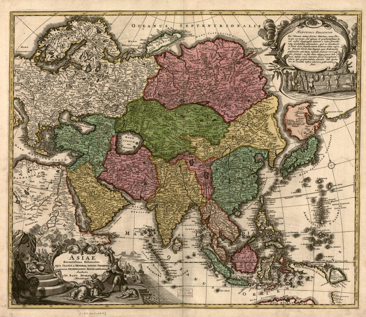 Asiae recentissima delineatio, qua status et imperia totius orientis unacum orientalibus indiis exhibentur LOC 2007627524 af Johann Baptist Homann