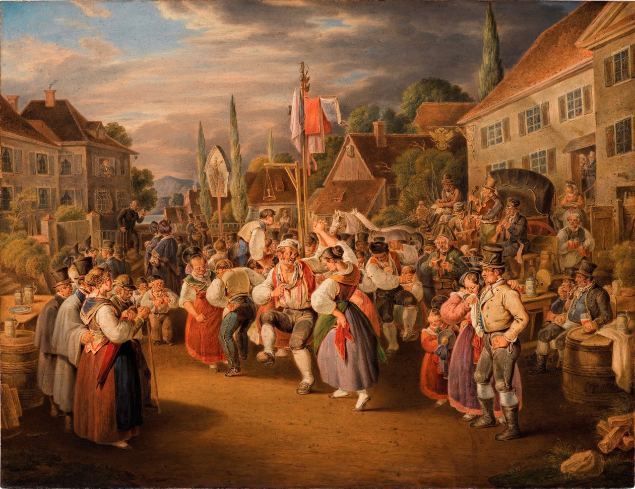 Høstfest med hanedans, 1839. af Johann Baptist Pflug