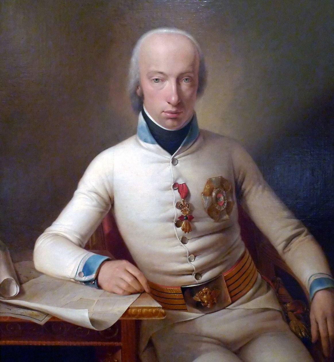 Portræt af ærkehertug Karl, hertug af Teschen i uniform som oberst i infanteriregiment nr. 3. (1771-1847) af Johann Baptist Seele