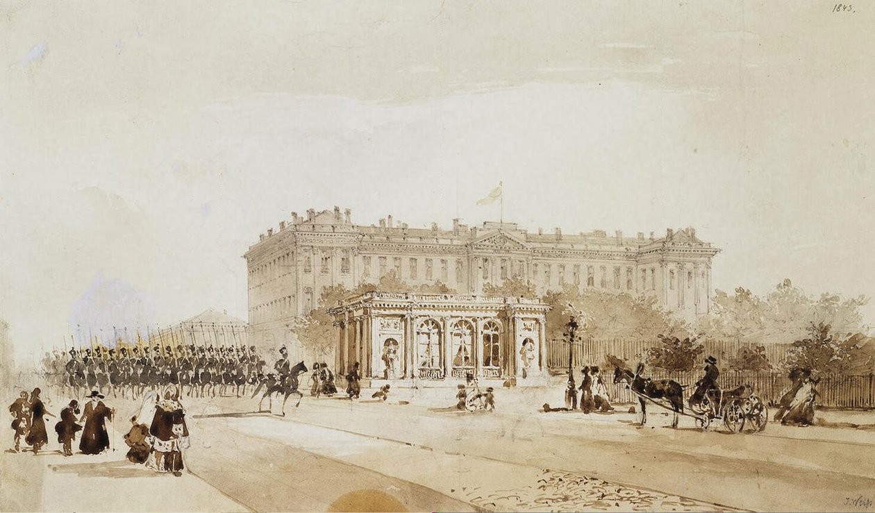 Udsigt over Anichkov-paladset i Skt. Petersborg, 1843 af Johann Baptist Weiss