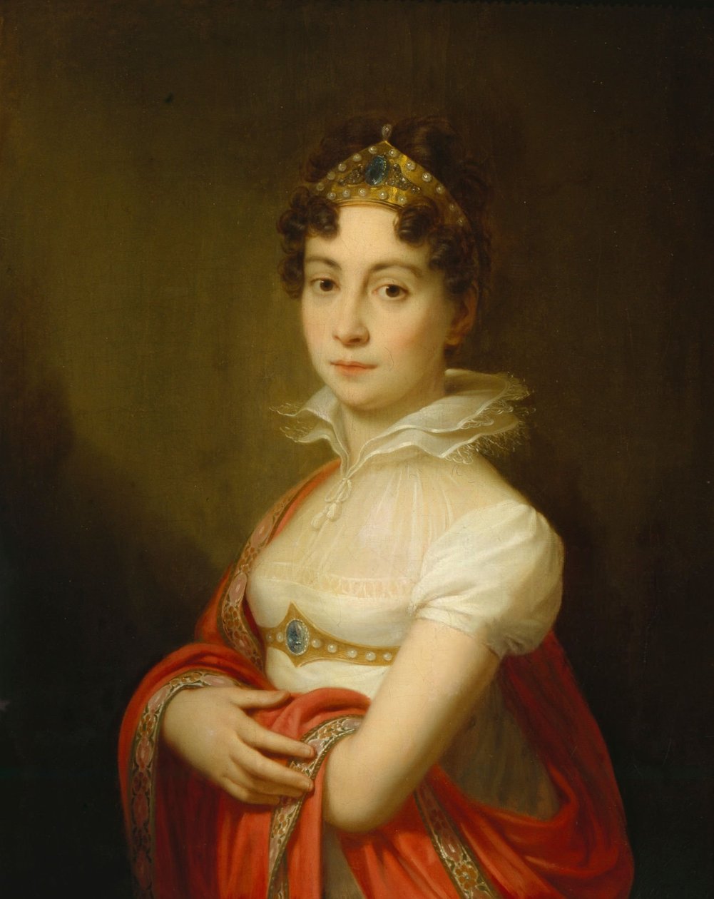 "Ungdomsportræt af kejserinde Maria Ludovica (1787-1816) med diadem" af Johann Baptist von Lampi the Elder